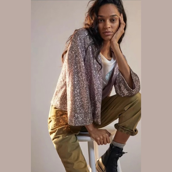 Anthropologie Zaya Sequin Kimono Jacket Size XSP Petite - Picture 1 of 2